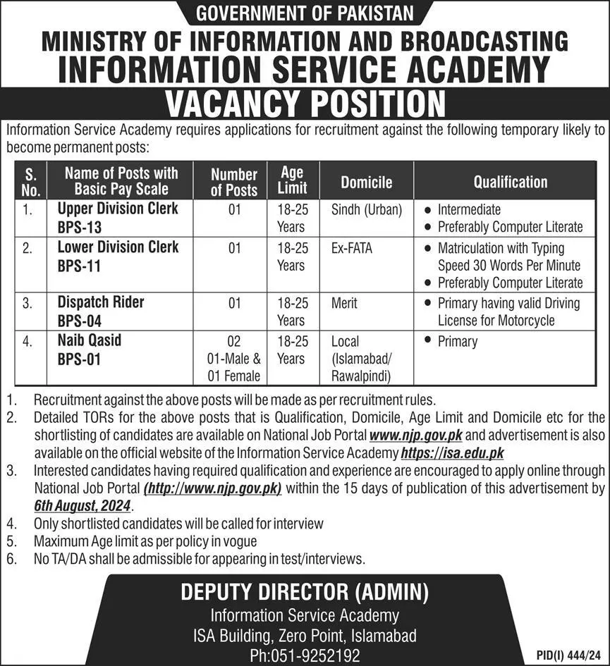 Information Service Academy Jobs