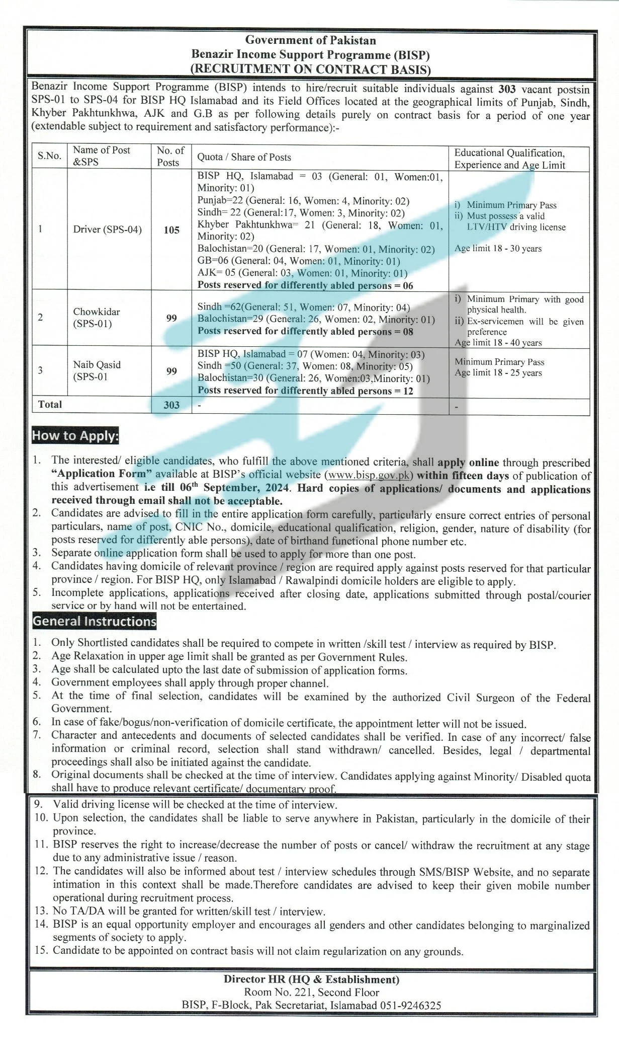 Advertisement of BISP Contract Basis Jobs 2024