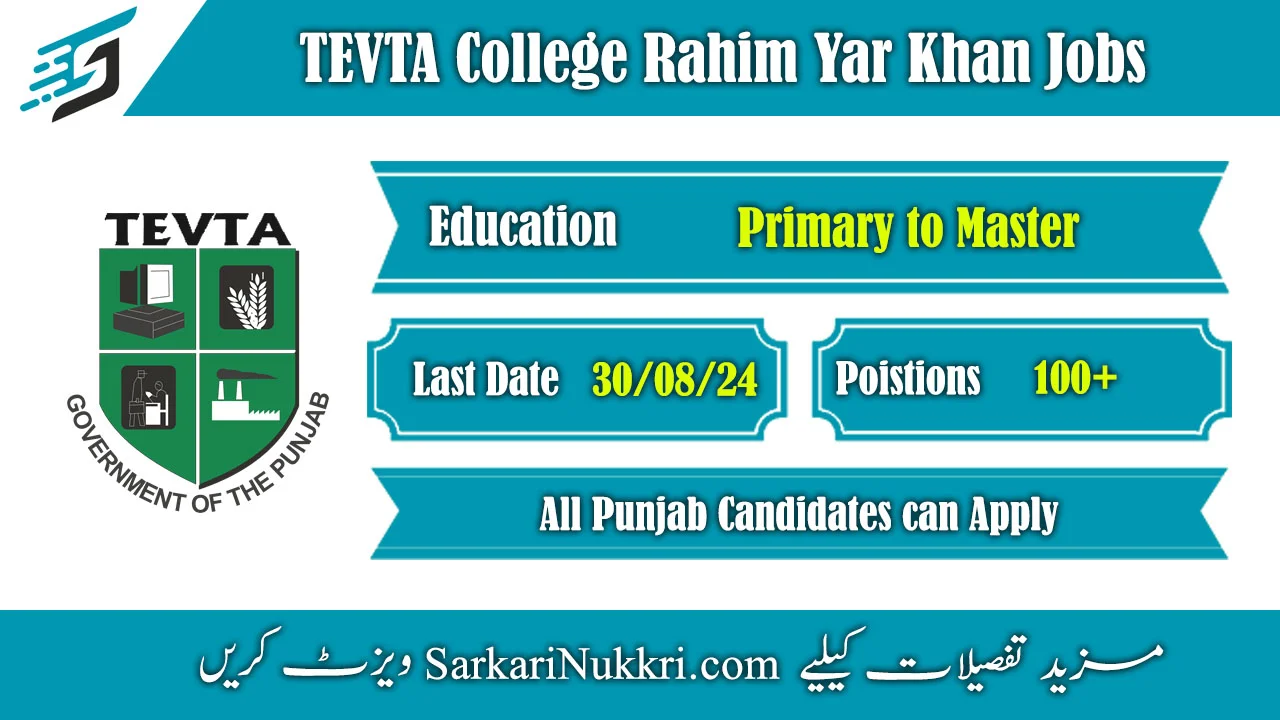 Government College of Technology Rahim Yar Khan Jobs