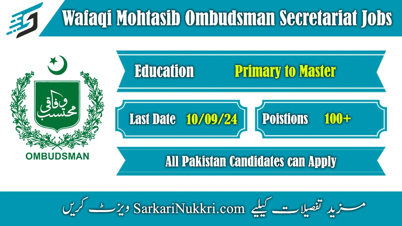 Wafaqi Mohtasib Ombudsman Secretariat Jobs 2024