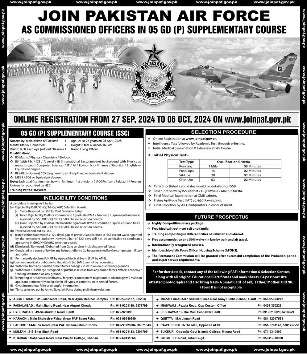 Advertisement of PAF 05 GD Supplementary Course