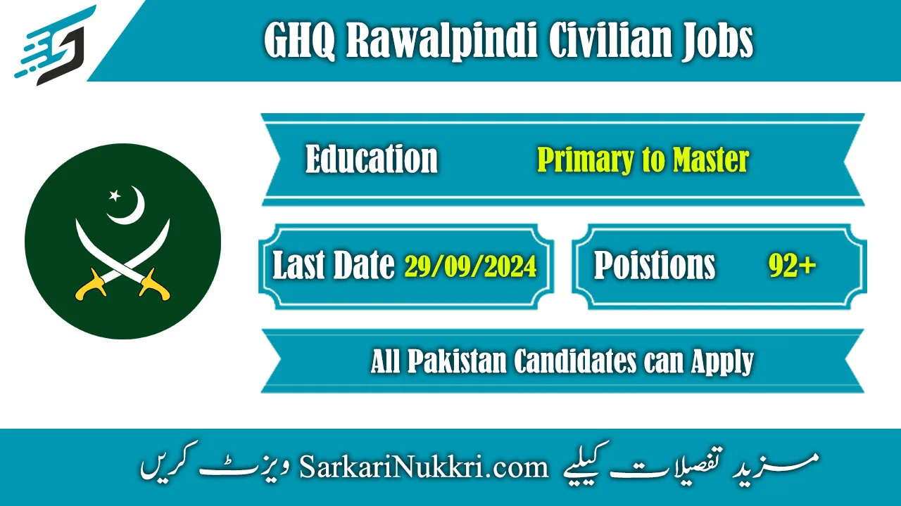 GHQ Rawalpindi Civilian Jobs 2024