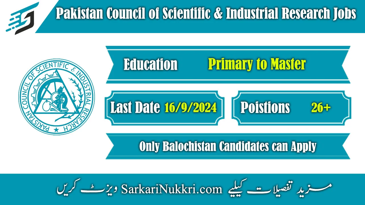 Pakistan Council of Scientific & Industrial Research Jobs